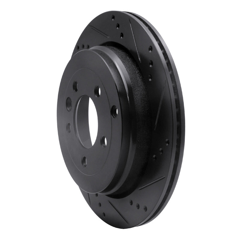 R1 05-07 Land Rover LR3 Rear Right Drilled & Slotted Black Brake Rotor
