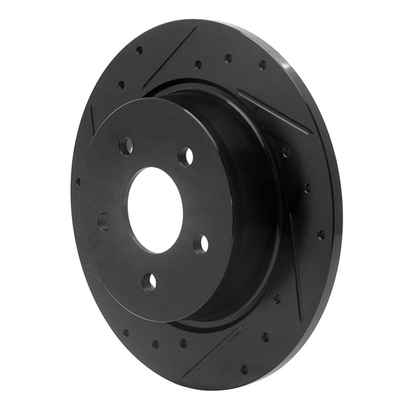 R1 07-14 Suzuki SX4 CrossOVER Rear Left Drilled & Slotted Black Brake Rotor