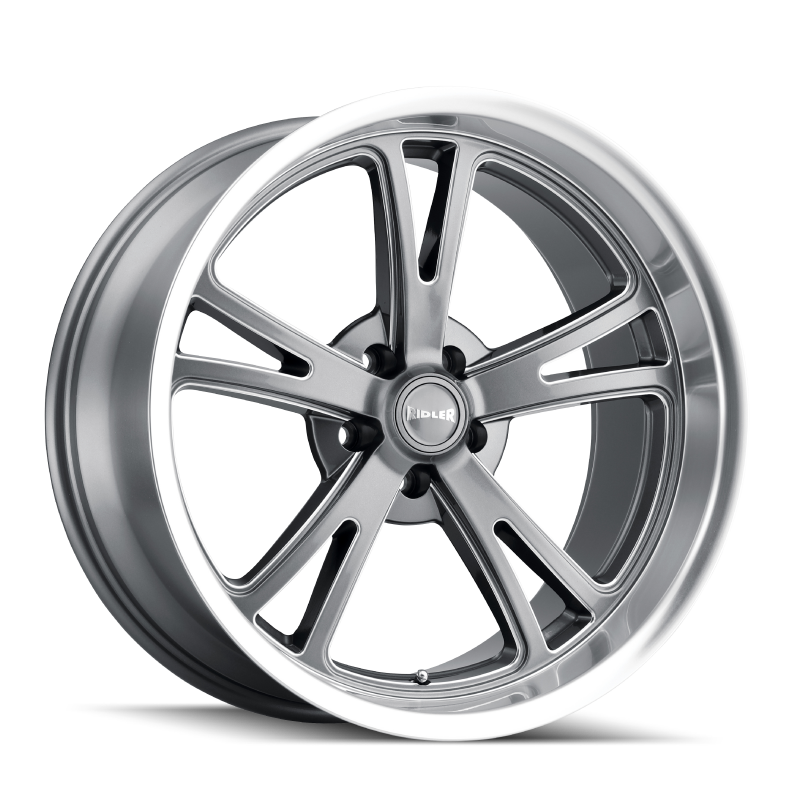 Ridler 606 17x8 / 5x120.65 BP / 0mm Offset / 83.82mm Hub Gloss Grey Machined Wheel