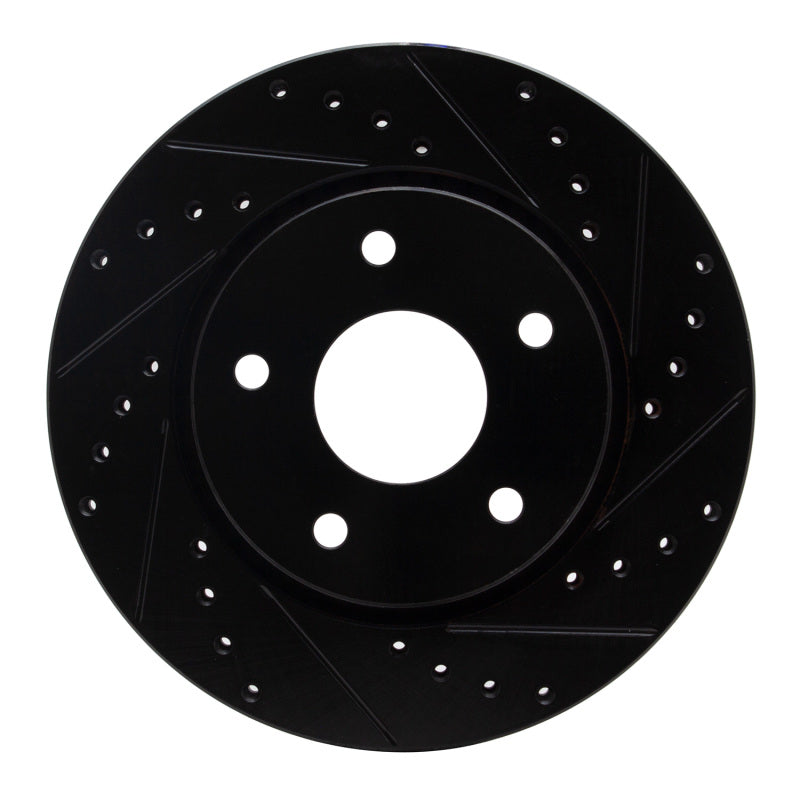 R1 08-16 Chrysler Town & Country Front Right Drilled & Slotted Black Brake Rotor