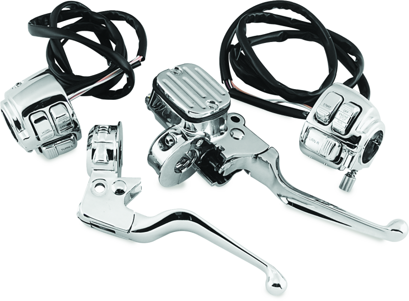 Bikers Choice 96-06 Big Twin / 96-03 XL 9/16in Bore Chrome Handlebar Control Kit W/Chrome Switches