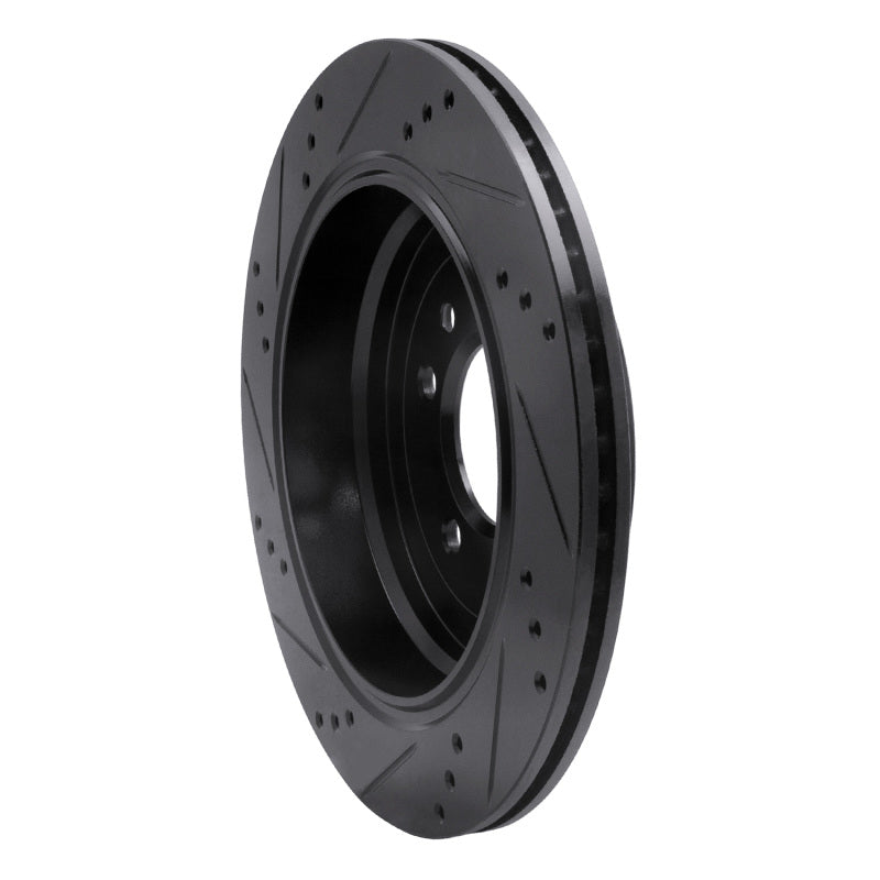 R1 05-07 Land Rover LR3 Rear Right Drilled & Slotted Black Brake Rotor