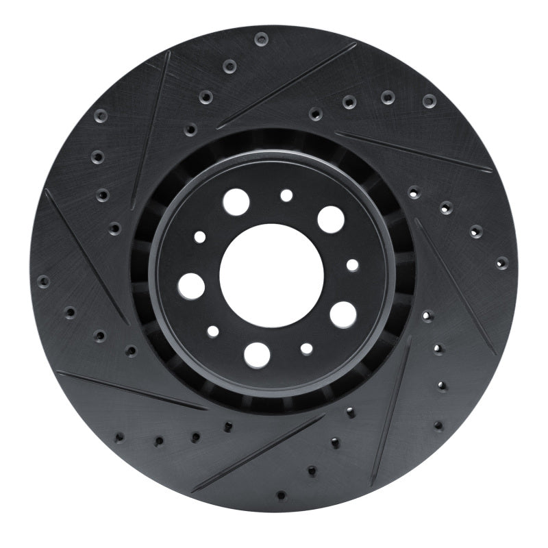 R1 03-09 Volvo XC90 Front Left Drilled & Slotted Black Brake Rotor