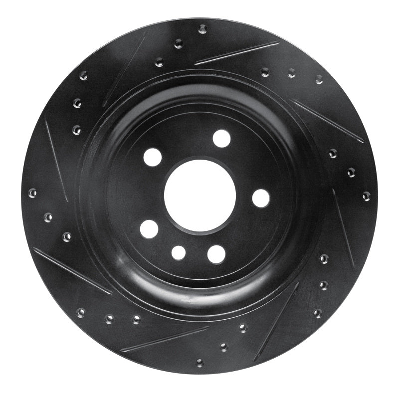R1 07-18 Volvo S60 Rear Right Drilled & Slotted Black Brake Rotor