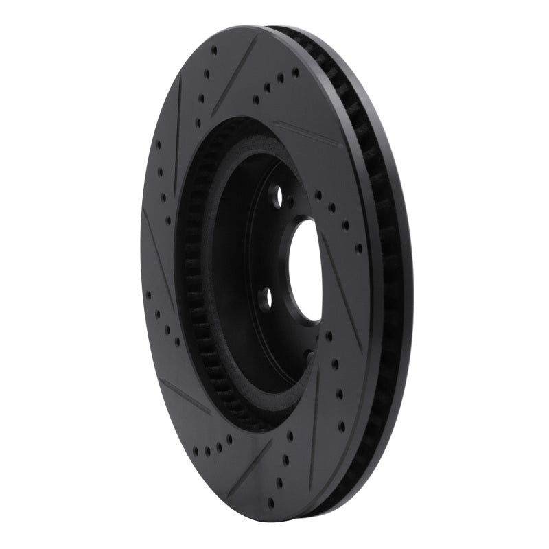 R1 06-10 BMW 530XI Rear Right Drilled & Slotted Black Brake Rotor