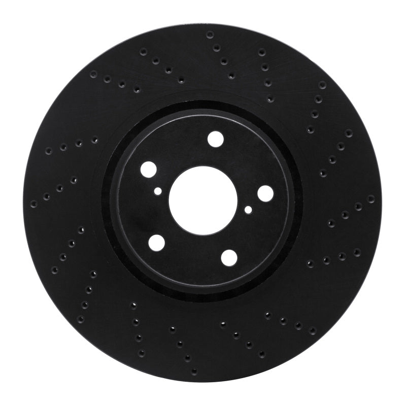 R1 07-11 Lexus GS350 Right Front Drilled Black Brake Rotor