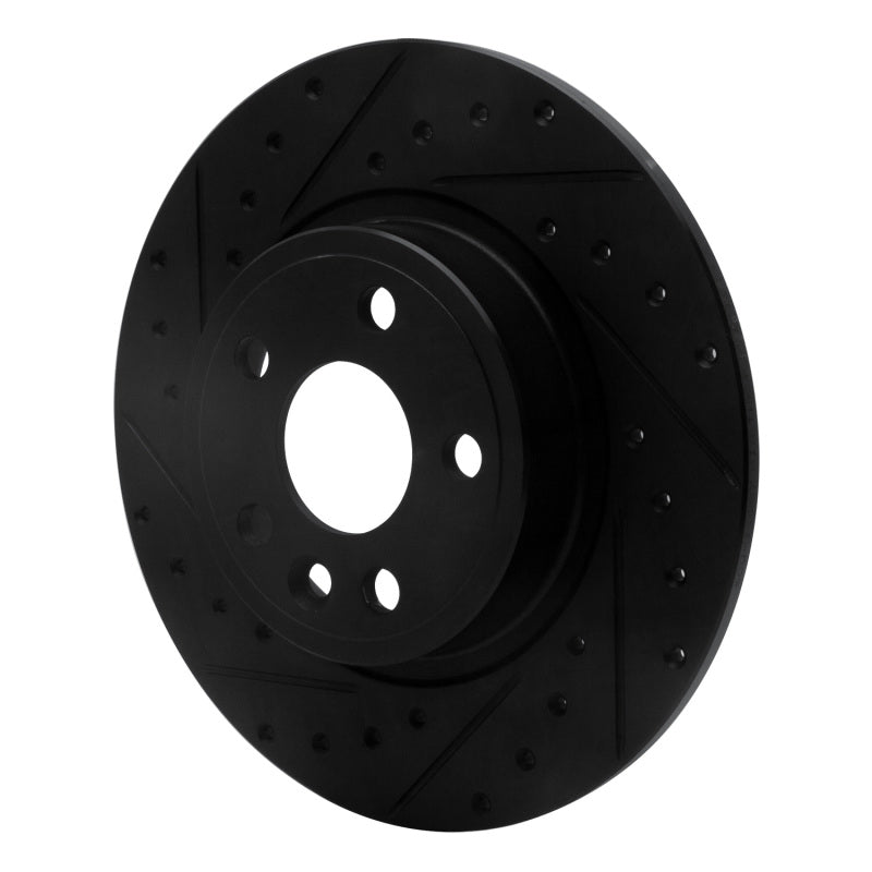 R1 15-20 Jaguar E-Pace Rear Left Drilled & Slotted Black Brake Rotor