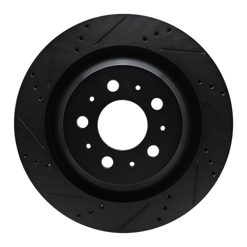 R1 2017-2025 Tesla Model 3 Rear Left Drilled & Slotted Black Brake Rotor