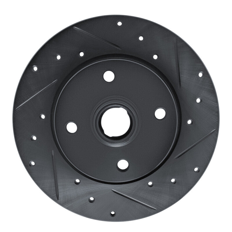 R1 76-84 Porsche 924 Front Right Drilled & Slotted Black Brake Rotor