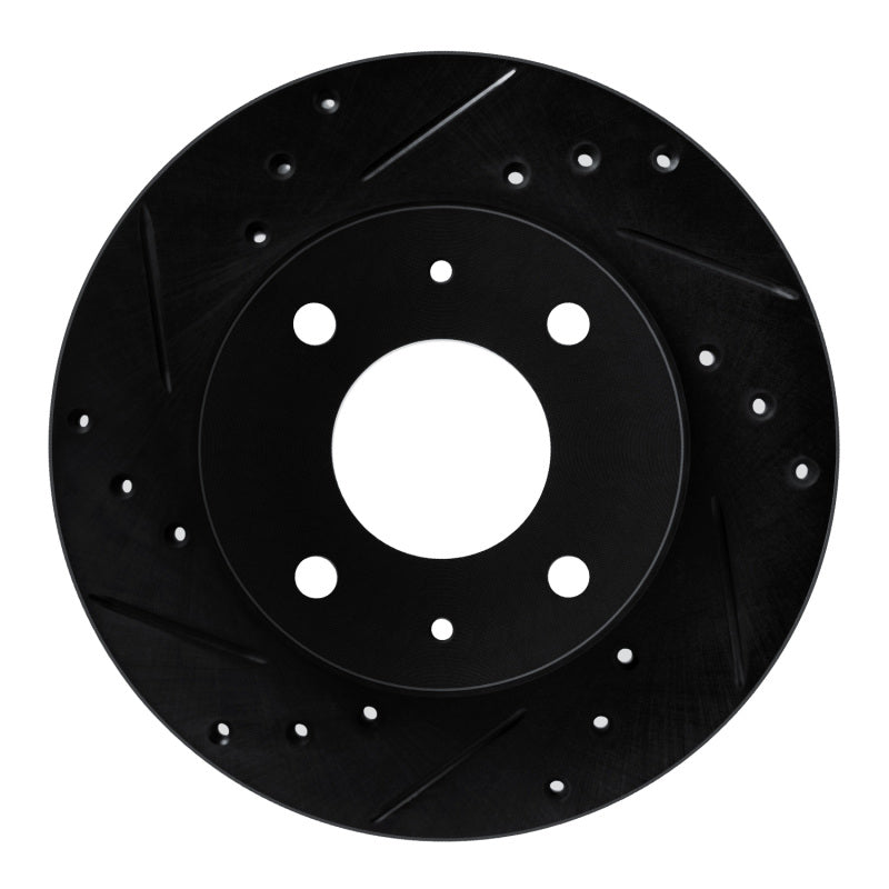 R1 89-98 Hyundai Sonata Front Left Drilled & Slotted Black Brake Rotor