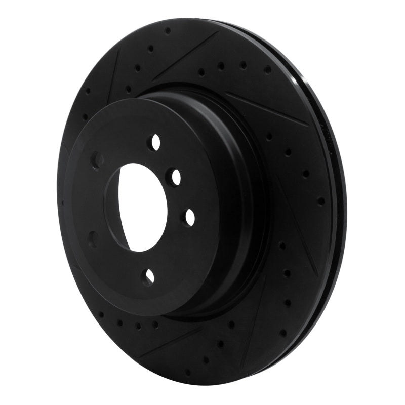 R1 08-13 BMW 135I Rear Left Drilled & Slotted Black Brake Rotor