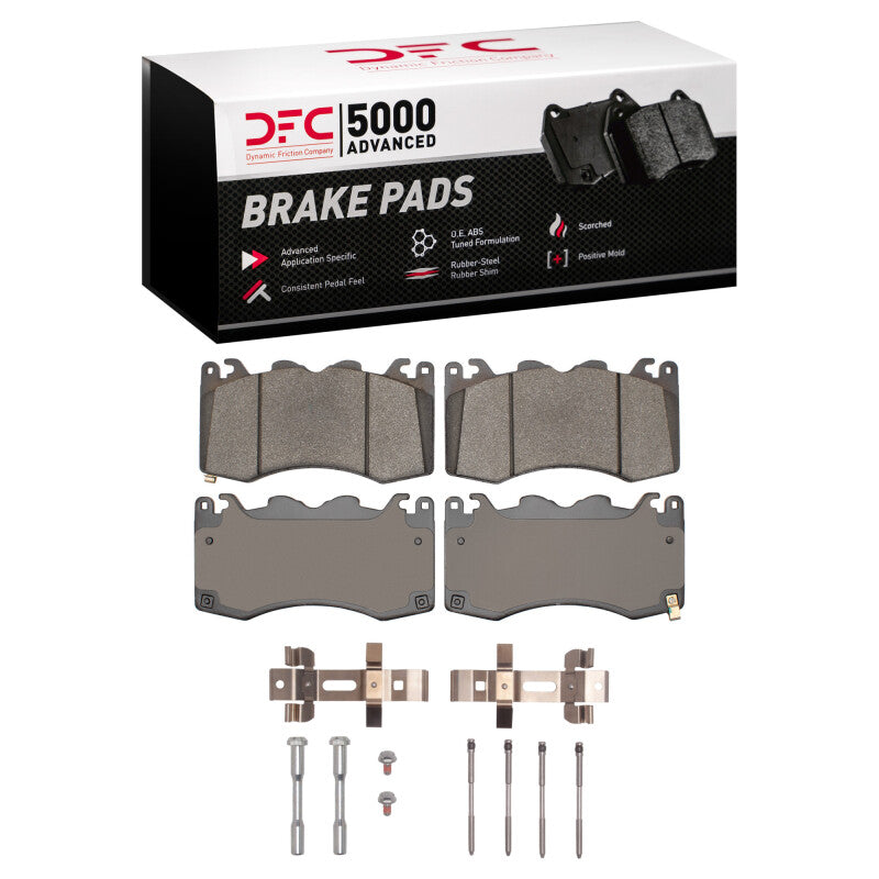 DFC 24-25 Ford Mustang Front 5000 Advanced Low Metallic Brake Pads and Hardware Kit