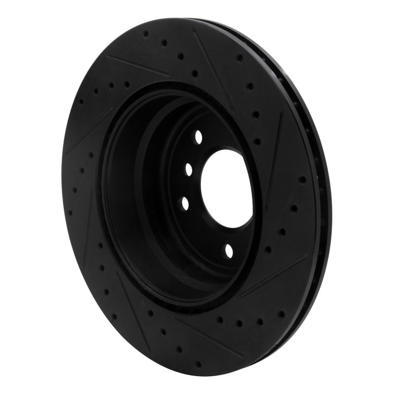 R1 08-13 BMW 135I Rear Left Drilled & Slotted Black Brake Rotor