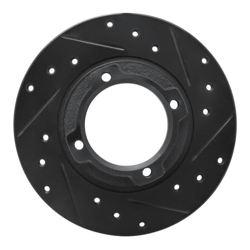R1 85-91 Subaru Loyale Rear Right Drilled & Slotted Black Brake Rotor