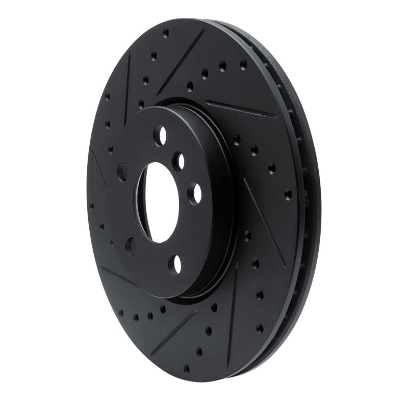 R1 16-24 Mini Cooper Countryman Front Left Drilled & Slotted Black Brake Rotor