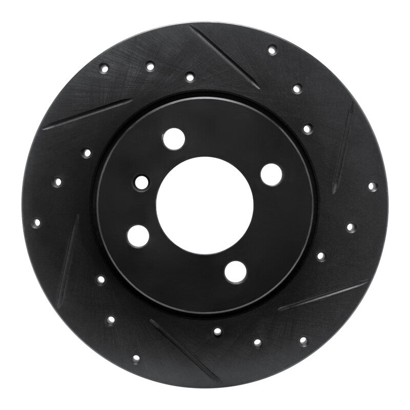 R1 84-85 BMW 318I Front Right Drilled & Slotted Black Brake Rotor
