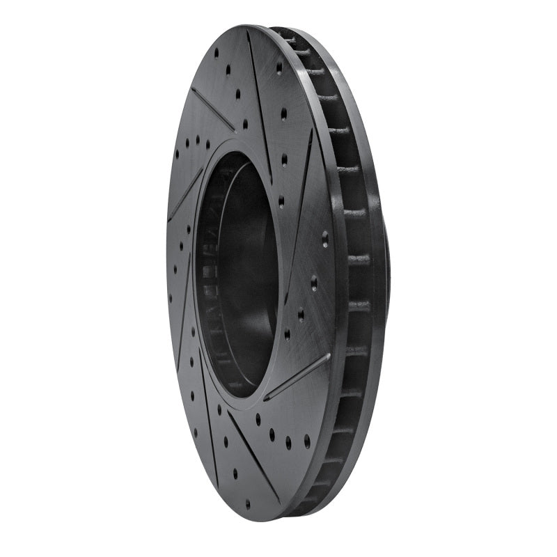 R1 91-01 BMW 740I Front Left Drilled & Slotted Black Brake Rotor