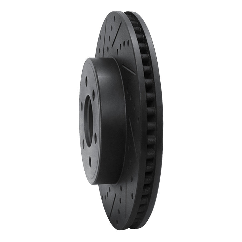 R1 03-03 Dodge Durango Front Left Drilled & Slotted Black Brake Rotor
