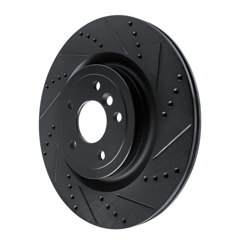 R1 16-24 Jaguar XF Rear Right Drilled & Slotted Black Brake Rotor