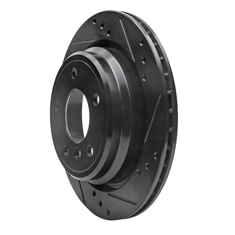 R1 96-03 BMW 540I Rear Right Drilled & Slotted Black Brake Rotor