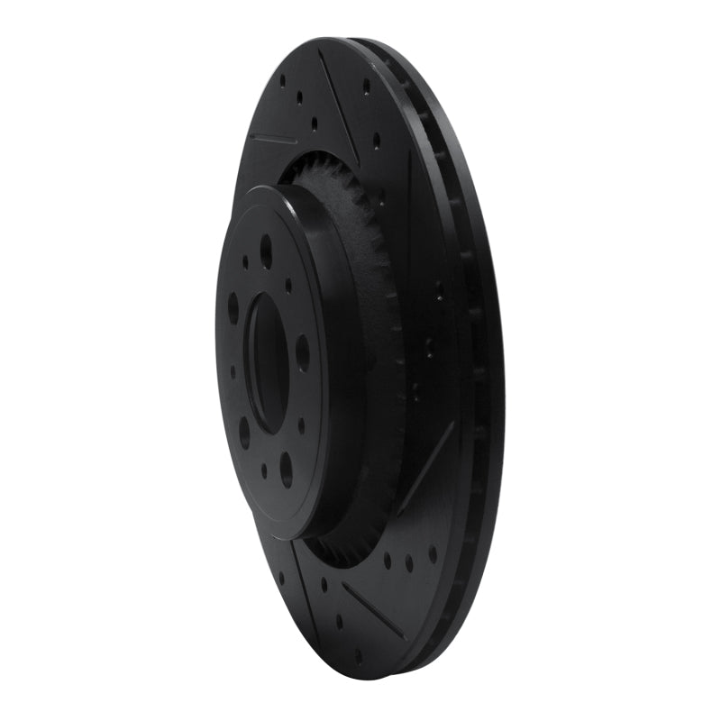 R1 03-14 Volvo XC90 Rear Right Drilled & Slotted Black Brake Rotor