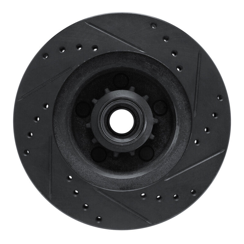R1 70-72 Dodge Challenger Front Left Drilled & Slotted Black Brake Rotor