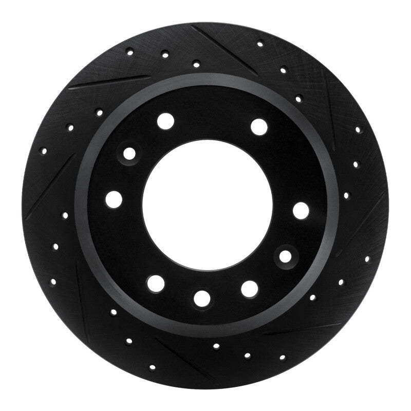R1 06-14 Hyundai Entourage Rear Right Drilled & Slotted Black Brake Rotor