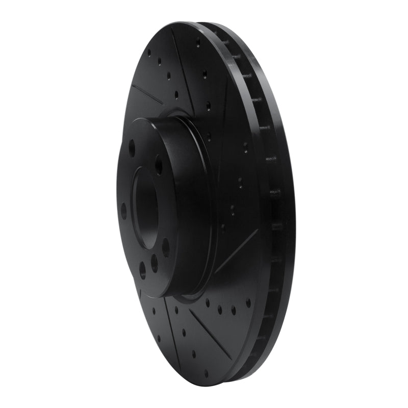 R1 07-19 BMW X6 Front Right Drilled & Slotted Black Brake Rotor