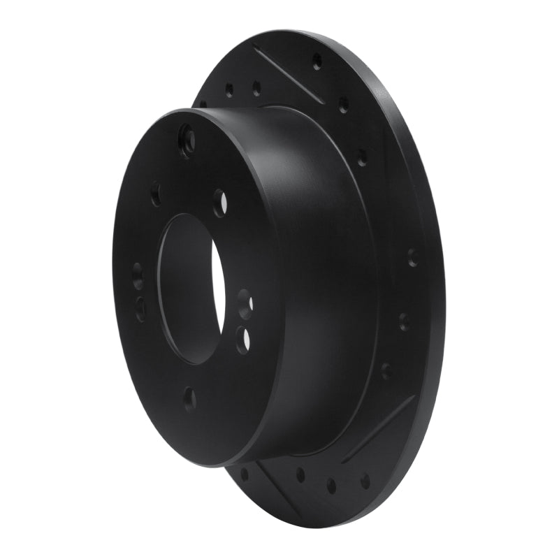 R1 10-13 Kia Soul Rear Right Drilled & Slotted Black Brake Rotor