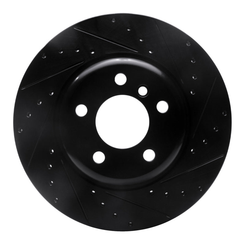 R1 11-16 BMW 528I xDrive Front Right Drilled & Slotted Black Brake Rotor