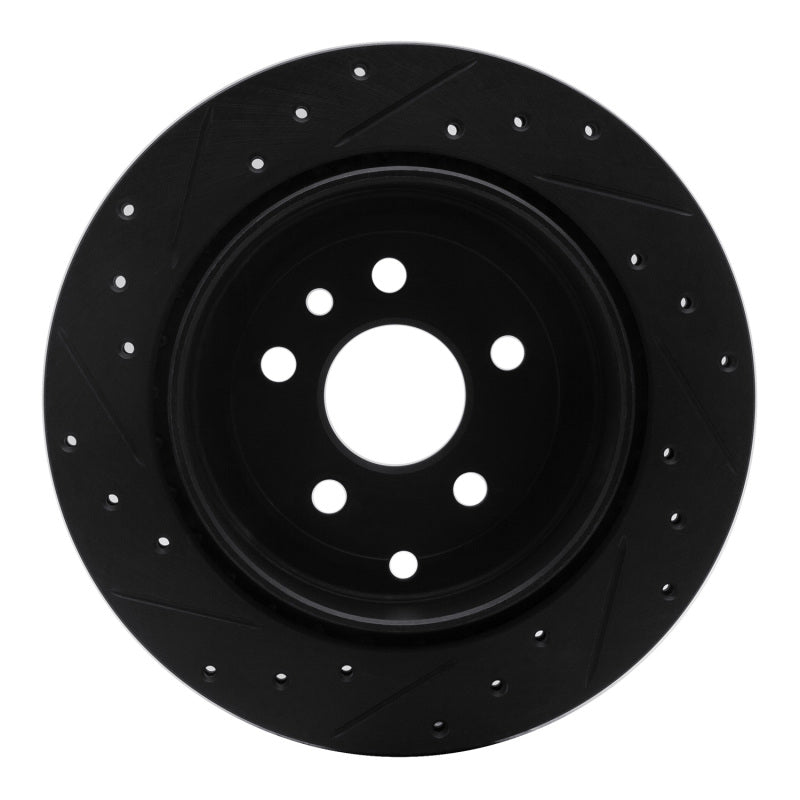 R1 08-12 Land Rover LR2 Rear Right Drilled & Slotted Black Brake Rotor