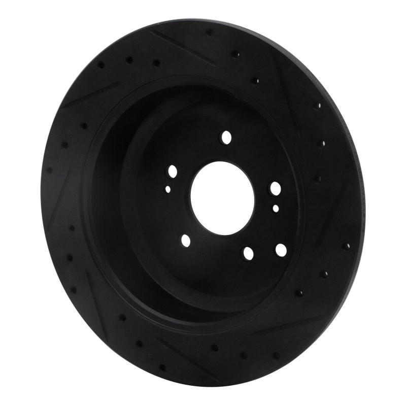 R1 07-12 Hyundai Veracruz Rear Left Drilled & Slotted Black Brake Rotor