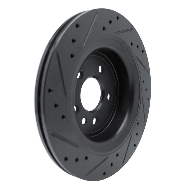 R1 10-17 Volvo XC60 Rear Right Drilled & Slotted Black Brake Rotor