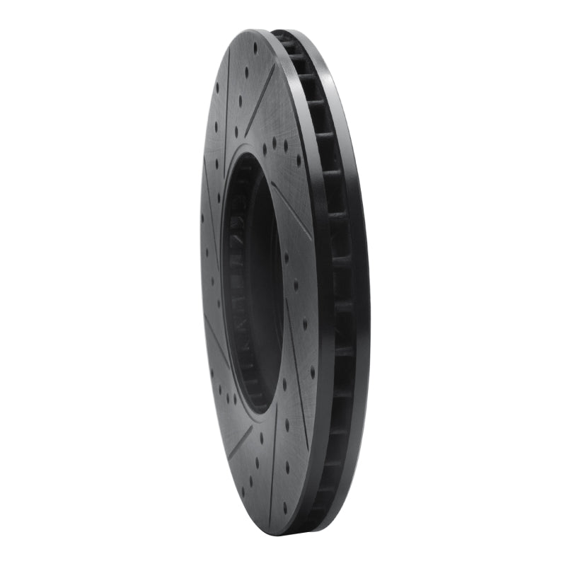 R1 15-19 Mini Cooper Countryman Front Right Drilled & Slotted Black Brake Rotor