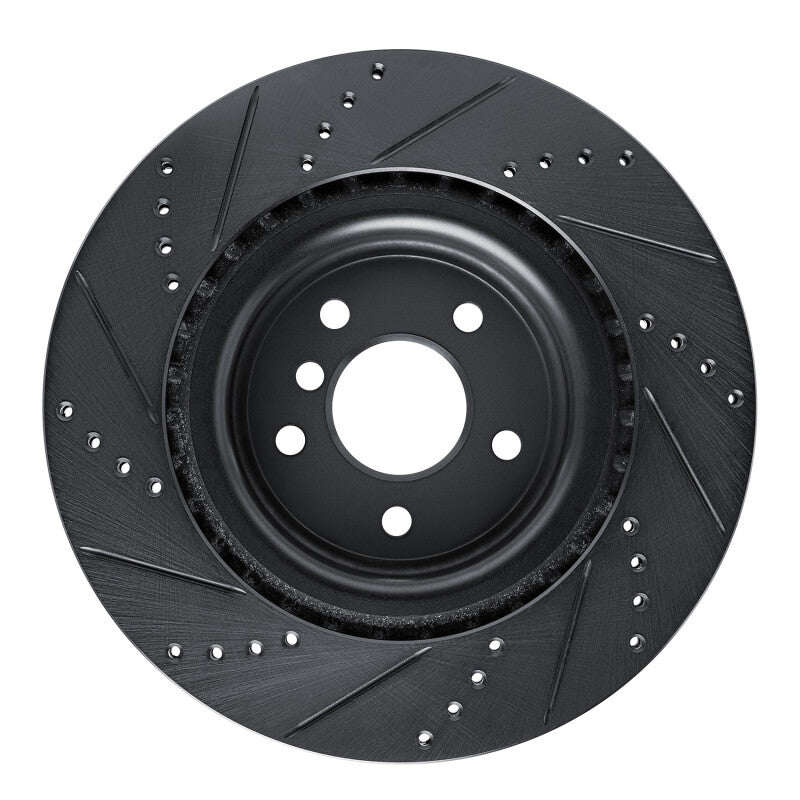 R1 16-24 Jaguar XF Rear Right Drilled & Slotted Black Brake Rotor