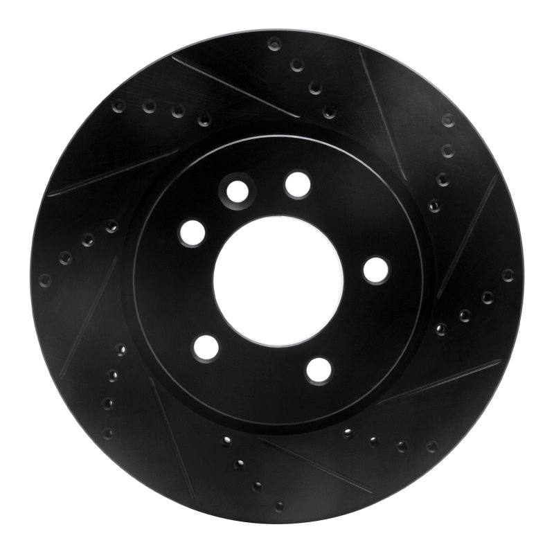 R1 05-07 Land Rover LR3 Front Right Drilled & Slotted Black Brake Rotor