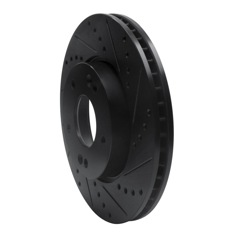 R1 10-13 Kia Forte Koup Front Right Drilled & Slotted Black Brake Rotor
