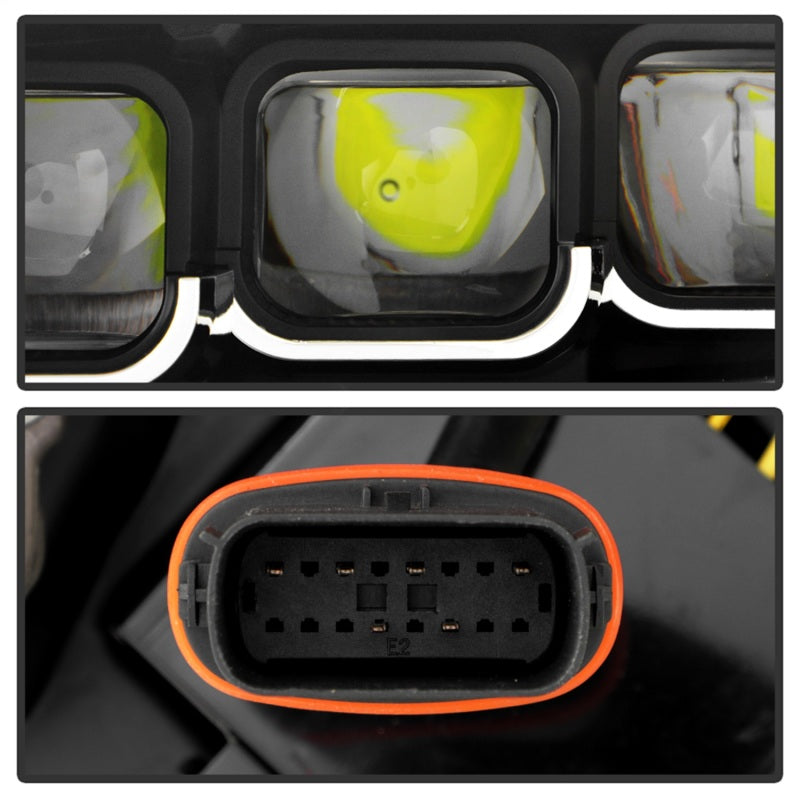 Spyder 15-17 Ford Mustang LED Headlights - Black (PRO-YD-FM15AP-GRSB-SET-BK)