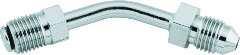 Twin Power Stainless Brake Fitting Male 3/8-24 Inverted Flare to AN-3 Male 45 Degree Adaptor Tube