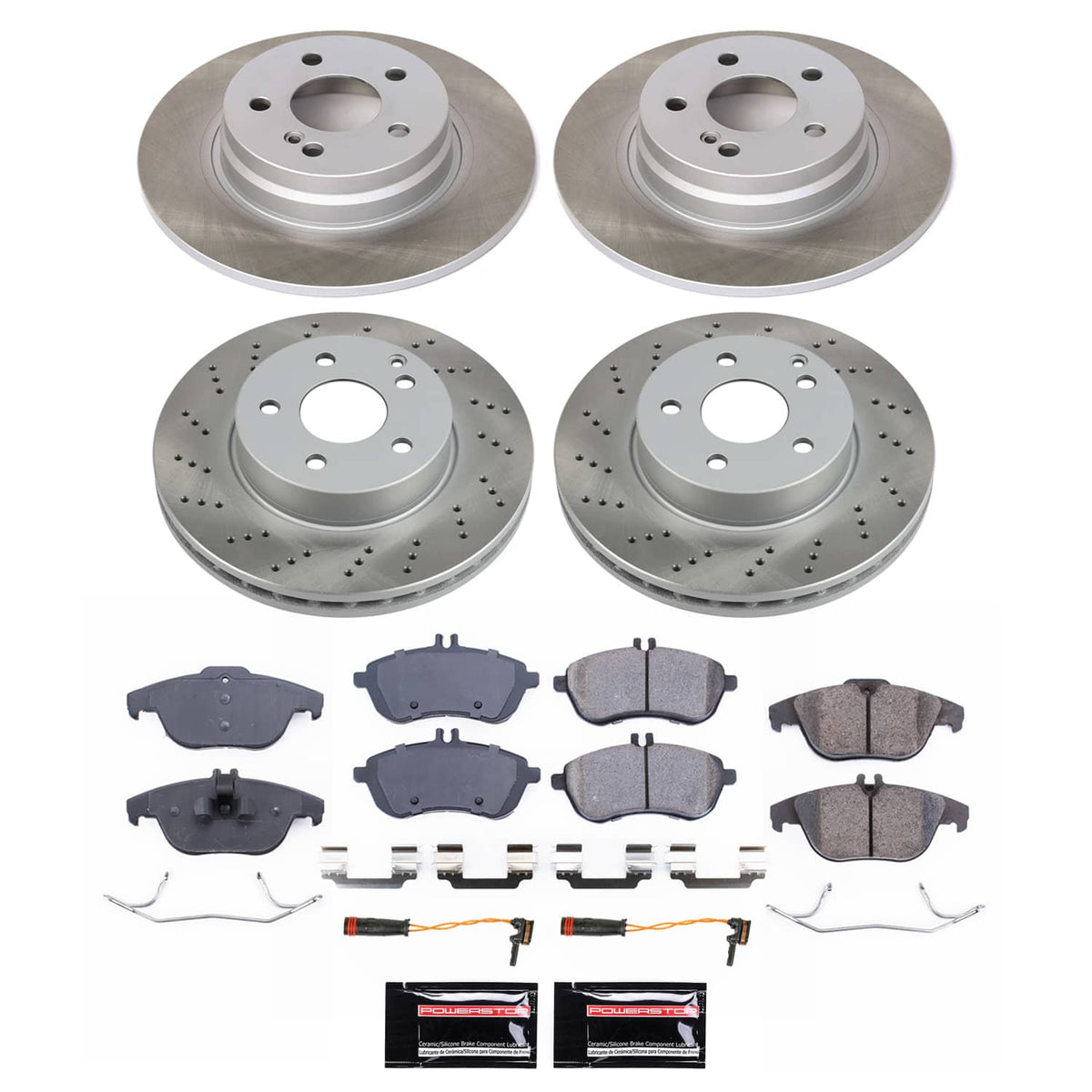 Power Stop 08-12 Mercedes-Benz C300 Front and Rear Semi-Coated Rotor Kit