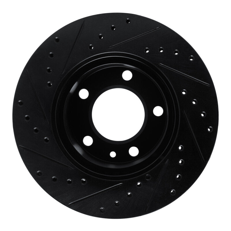 R1 82-89 BMW 635CSI Front Right Drilled & Slotted Black Brake Rotor