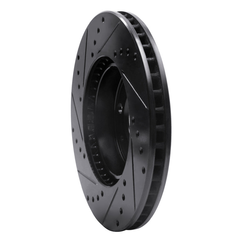 R1 93-95 Volvo 850 Front Right Drilled & Slotted Black Brake Rotor