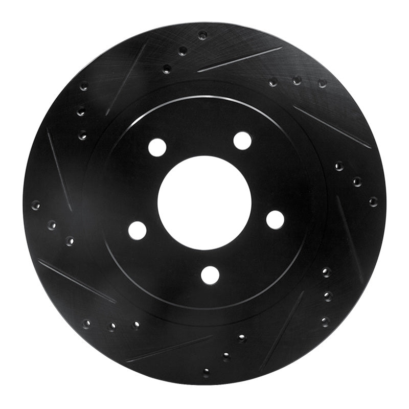 R1 98-04 Chrysler 300M Front Left Drilled & Slotted Black Brake Rotor