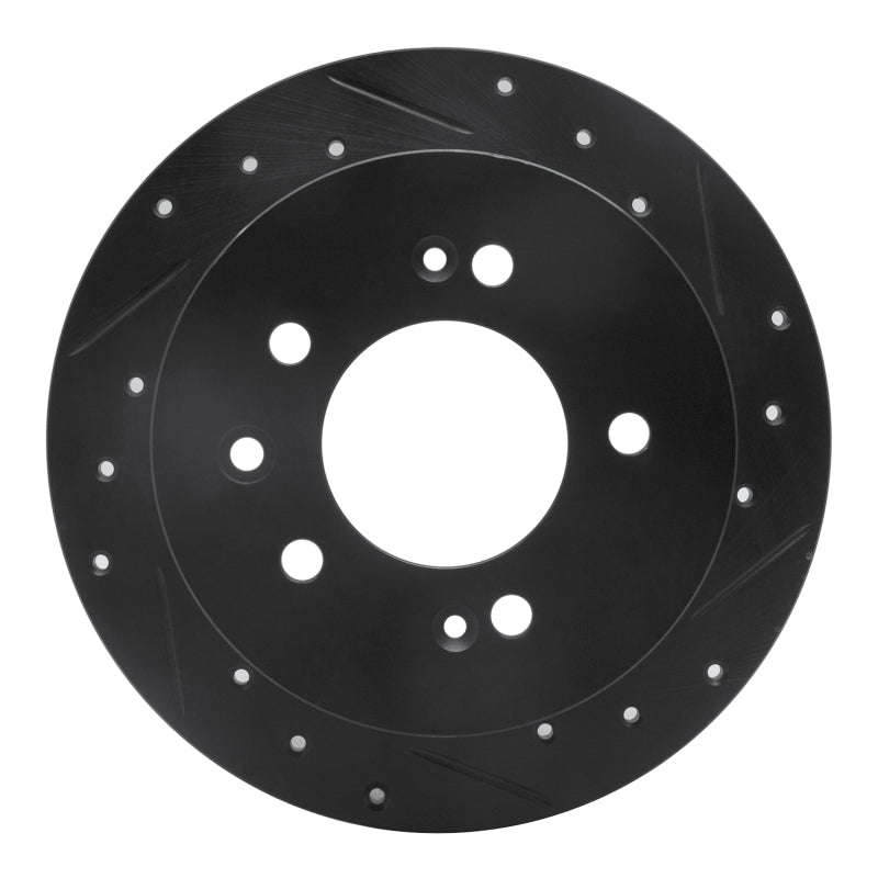R1 07-10 Hyundai Elantra Rear Right Drilled & Slotted Black Brake Rotor