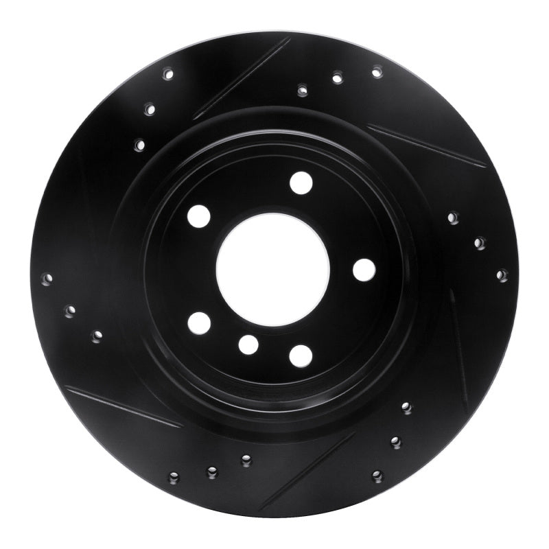 R1 03-08 BMW Z4 Rear Right Drilled & Slotted Black Brake Rotor