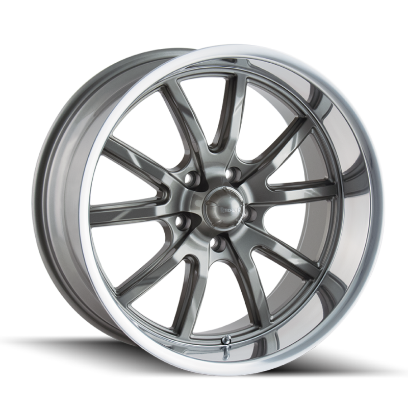 Ridler 650 18x9.5 / 5x120.65 BP / 0mm Offset / 83.82mm Hub Gloss Grey Polished Wheel