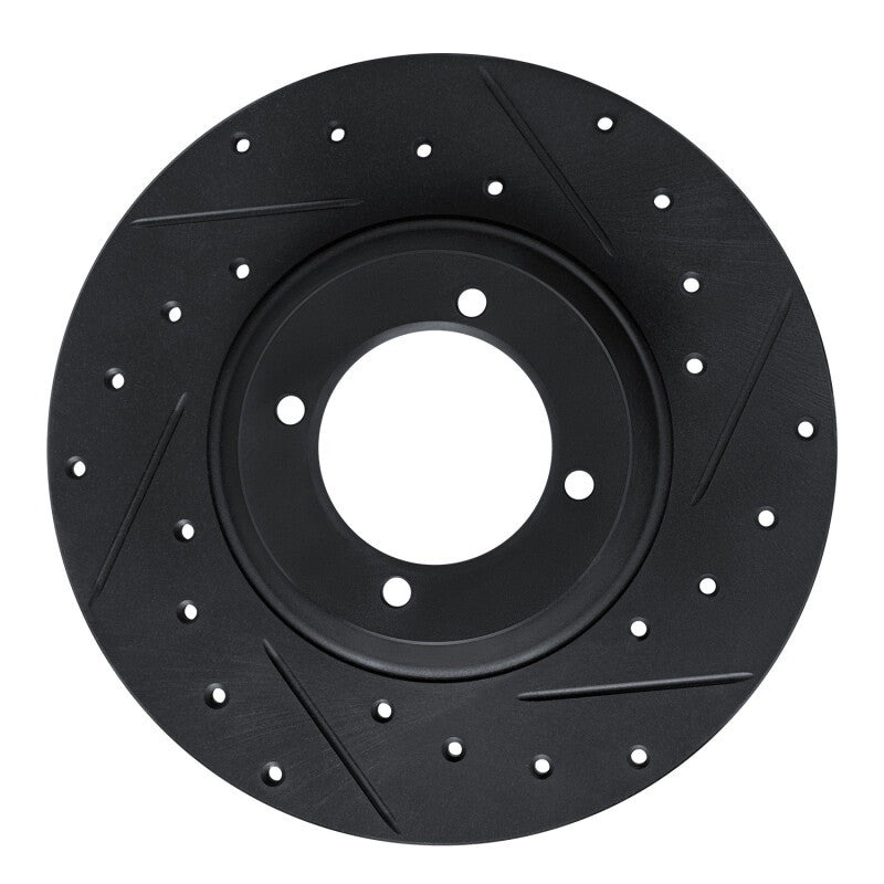 R1 61-76 Triumph TR250 Front Right Drilled & Slotted Black Brake Rotor