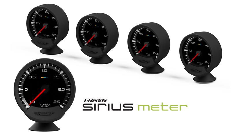 GReddy Sirius Vision Display (Turbo / Press / Temp / Voltage) 68mm Clear Thin-Film EL Display Gauge