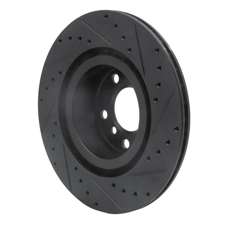 R1 11-18 BMW X4 Rear Left Drilled & Slotted Black Brake Rotor