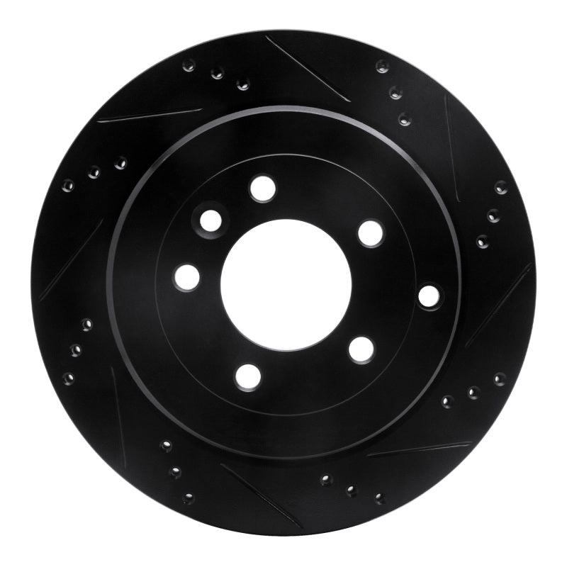 R1 05-07 Land Rover LR3 Rear Right Drilled & Slotted Black Brake Rotor